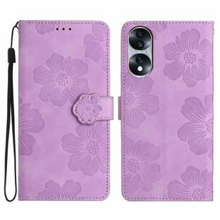 For Honor 70 Flower Embossing Pattern Leather Phone Case(Purple)