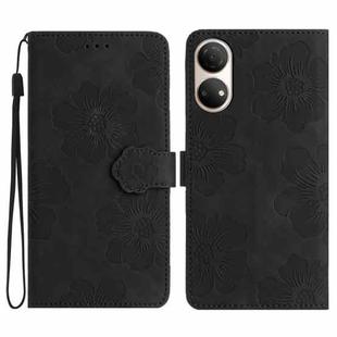 For Honor X7 / Play 30 Plus Flower Embossing Pattern Leather Phone Case(Black)