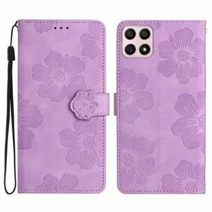 For Honor X8 / X30i Flower Embossing Pattern Leather Phone Case(Purple)