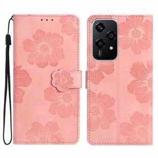 For Honor 200 Lite Global Flower Embossing Pattern Leather Phone Case(Pink)