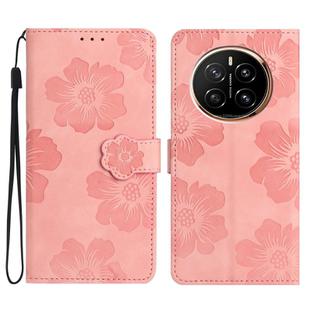 For Honor Magic7 Pro Flower Embossing Pattern Leather Phone Case(Pink)