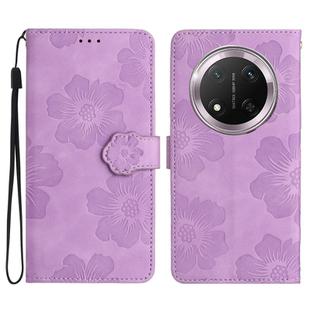 For Honor X9C Flower Embossing Pattern Leather Phone Case(Purple)