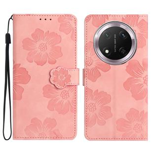 For Honor X9C Flower Embossing Pattern Leather Phone Case(Pink)