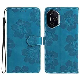 For Honor 400 Global 156.5mm Flower Embossing Pattern Leather Phone Case(Blue)