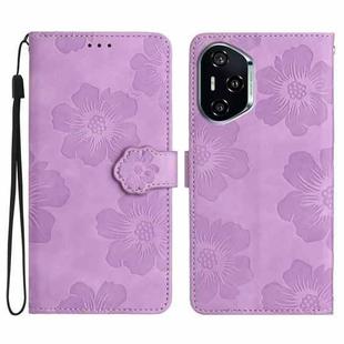 For Honor 400 Global 156.5mm Flower Embossing Pattern Leather Phone Case(Purple)