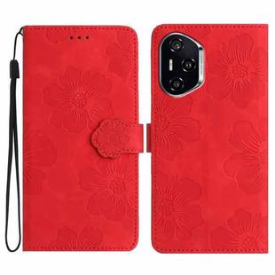 For Honor 400 Global 156.5mm Flower Embossing Pattern Leather Phone Case(Red)