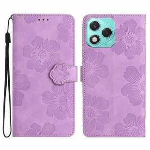 For Honor 400 Lite Global Flower Embossing Pattern Leather Phone Case(Purple)