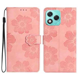 For Honor 400 Lite Global Flower Embossing Pattern Leather Phone Case(Pink)