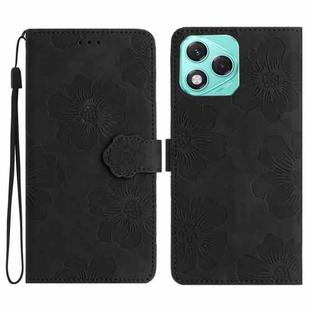 For Honor 400 Lite Global Flower Embossing Pattern Leather Phone Case(Black)