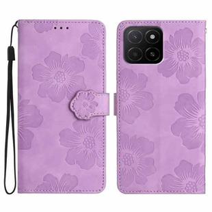 For Honor X5b Plus Flower Embossing Pattern Leather Phone Case(Purple)