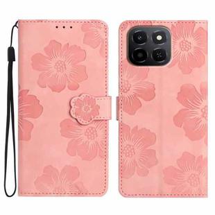 For Honor X6c 4G Flower Embossing Pattern Leather Phone Case(Pink)