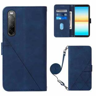 For Sony Xperia 10 V Crossbody 3D Embossed Flip Leather Phone Case(Blue)