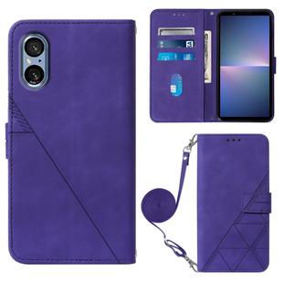 For Sony Xperia 5 V Crossbody 3D Embossed Flip Leather Phone Case(Purple)