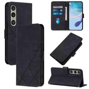 For Sony Xperia 1 VI Crossbody 3D Embossed Flip Leather Phone Case(Black)