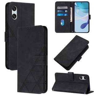 For Sony Xperia 10 VI Crossbody 3D Embossed Flip Leather Phone Case(Black)