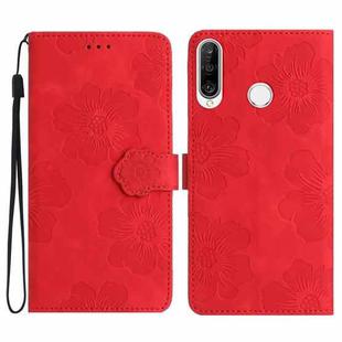 For Huawei P30 lite Flower Embossing Pattern Leather Phone Case(Red)