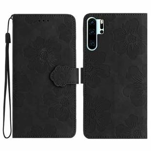 For Huawei P30 Pro Flower Embossing Pattern Leather Phone Case(Black)