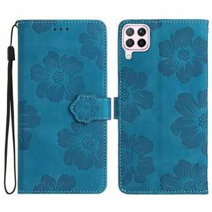 For Huawei P40 lite Flower Embossing Pattern Leather Phone Case(Blue)