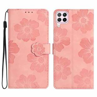 For Huawei P40 lite Flower Embossing Pattern Leather Phone Case(Pink)