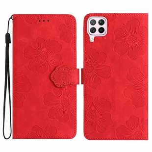 For Huawei P40 lite Flower Embossing Pattern Leather Phone Case(Red)