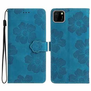 For Huawei Y5p Flower Embossing Pattern Leather Phone Case(Blue)