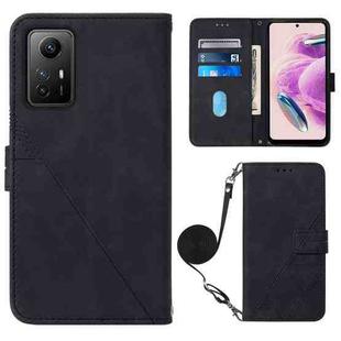 For Xiaomi Redmi Note 12S 4G Global Crossbody 3D Embossed Flip Leather Phone Case(Black)