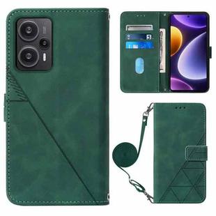 For Xiaomi Poco F5 5G/Redmi Note 12 Turbo Crossbody 3D Embossed Flip Leather Phone Case(Dark Green)