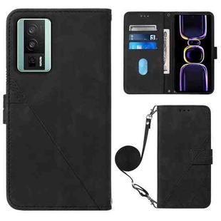 For Xiaomi Poco F5 Pro 5G/Redmi K60 Crossbody 3D Embossed Flip Leather Phone Case(Black)