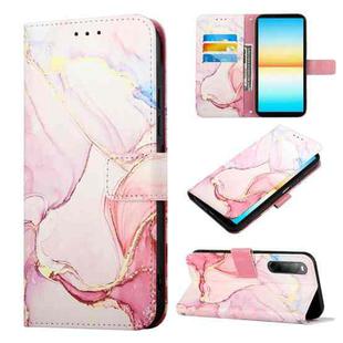 For Sony Xperia 10 V PT003 Marble Pattern Flip Leather Phone Case(Rose Gold LS005)