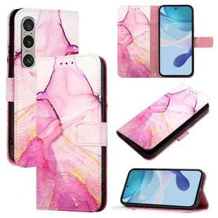 For Sony Xperia 1 VI PT003 Marble Pattern Flip Leather Phone Case(Pink Purple Gold LS001)