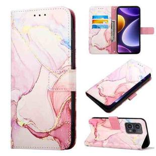 For Xiaomi Poco F5 5G/Redmi Note 12 Turbo PT003 Marble Pattern Flip Leather Phone Case(Rose Gold LS005)