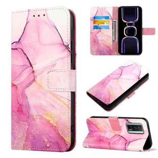 For Xiaomi Poco F5 Pro 5G/Redmi K60 PT003 Marble Pattern Flip Leather Phone Case(Pink Purple Gold LS001)