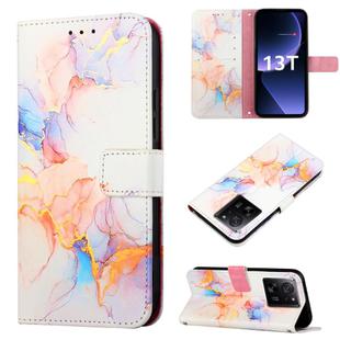For Xiaomi 13T PT003 Marble Pattern Flip Leather Phone Case(Galaxy Marble White LS004)