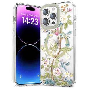 For iPhone 14 Pro MagSafe Magnetic TPU Phone Case(Blue Hydrangea Ball)