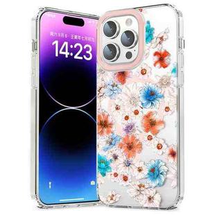 For iPhone 11 Pro Max MagSafe Magnetic TPU Phone Case(White Blue Flower)
