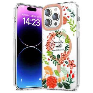 For iPhone 11 MagSafe Magnetic TPU Phone Case(Red Flowers and Green Leaves)