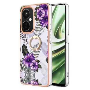 For OnePlus Nord CE 3 5G/CE 3 Lite 5G Electroplating IMD TPU Phone Case with Ring(Purple Flower)