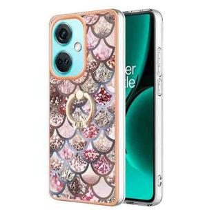 For OnePlus Nord CE3 Electroplating IMD TPU Phone Case with Ring(Pink Scales)