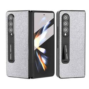 For Samsung Galaxy Z Fold4 5G Integrated Diamond Series Black Edge Phone Case with Holder(Silver)