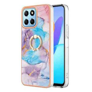 For Honor X8 5G / X6 4G Electroplating IMD TPU Phone Case with Ring(Blue Marble)