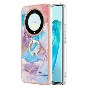 For Honor X9a / Magic5 Lite Electroplating IMD TPU Phone Case with Ring(Blue Marble)