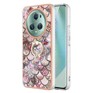 For Honor Magic5 Pro Electroplating IMD TPU Phone Case with Ring(Pink Scales)