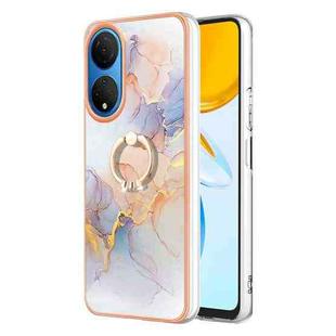 For Honor X7 Electroplating IMD TPU Phone Case with Ring(White Marble)