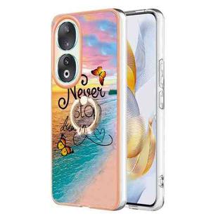 For Honor 90 5G Electroplating IMD TPU Phone Case with Ring(Dream Butterfly)