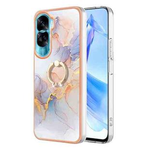 For Honor 90 Lite 5G Electroplating IMD TPU Phone Case with Ring(White Marble)