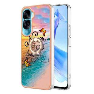 For Honor 90 Lite 5G Electroplating IMD TPU Phone Case with Ring(Dream Butterfly)