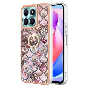 For Honor X6a Electroplating IMD TPU Phone Case with Ring(Pink Scales)