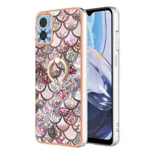 For Motorola Moto E22 / E22i Electroplating IMD TPU Phone Case with Ring(Pink Scales)
