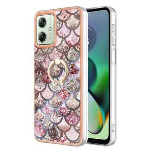 For Motorola Moto G54 Electroplating IMD TPU Phone Case with Ring(Pink Scales)