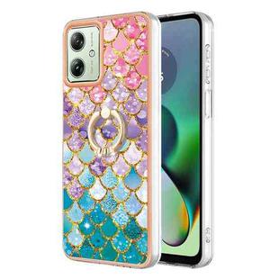 For Motorola Moto G54 Electroplating IMD TPU Phone Case with Ring(Colorful Scales)